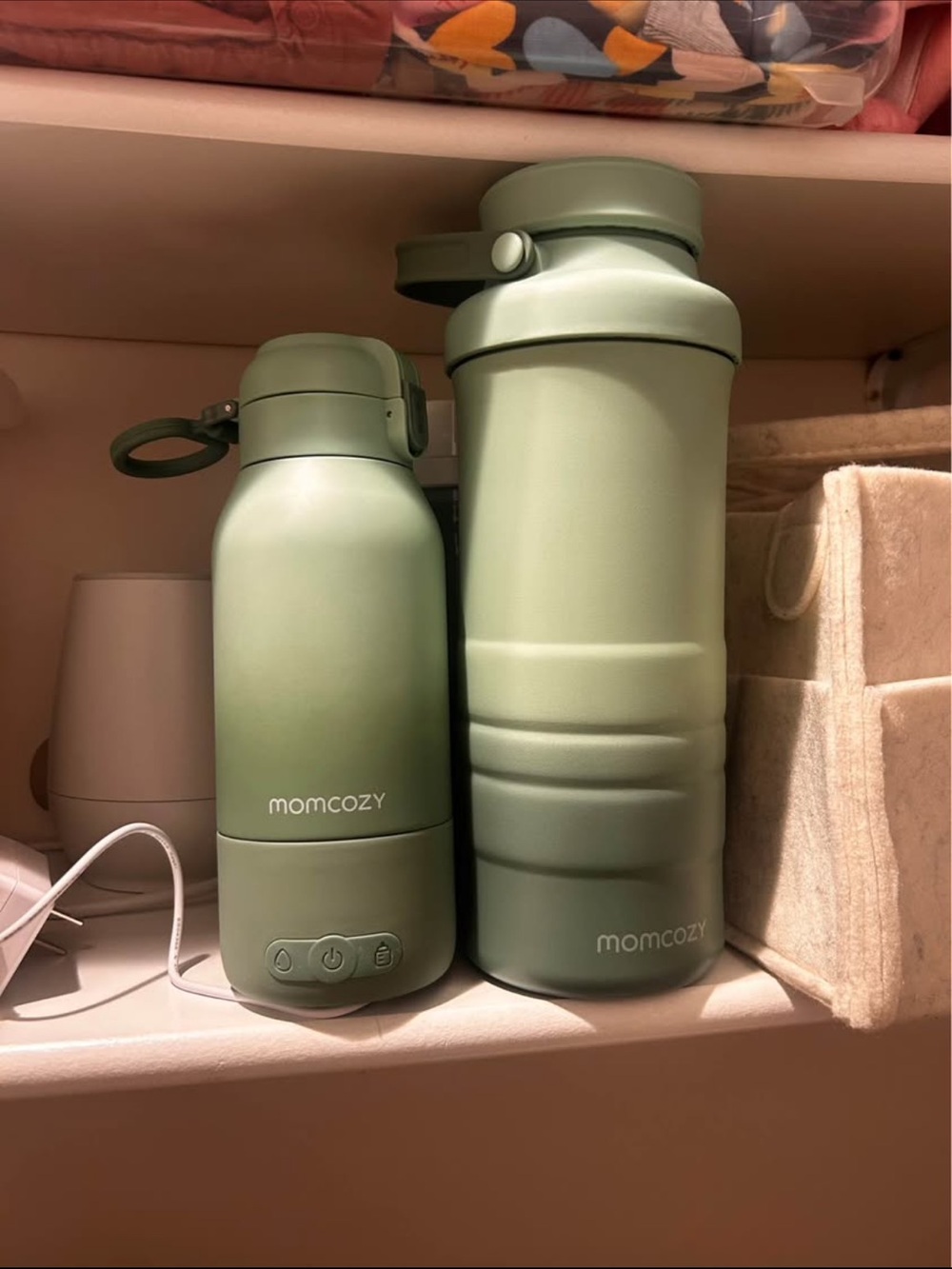 Momcozy Olive Green Kids Travel Bottle with Carry Handle